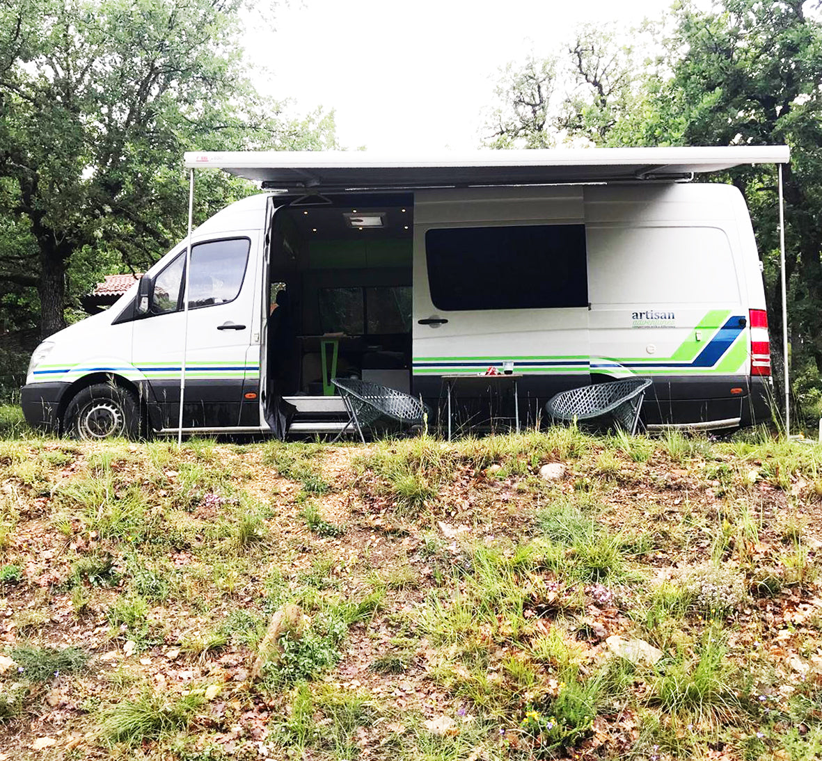 LWB - 5 berth Mercedes-Benz campervan with garage and canopy